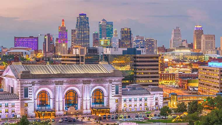 A skyline view of downtown Kansas City.